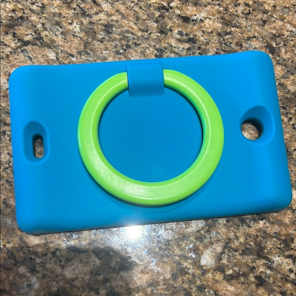 Turquoise and green kids tablet cover with stand